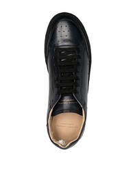 dunkelblaue Leder niedrige Sneakers von Officine Creative