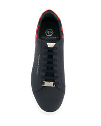 dunkelblaue Leder niedrige Sneakers von Philipp Plein