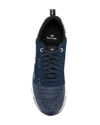 dunkelblaue Leder niedrige Sneakers von Ps By Paul Smith
