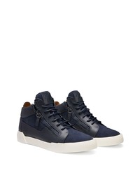 dunkelblaue Leder niedrige Sneakers von Giuseppe Zanotti