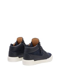 dunkelblaue Leder niedrige Sneakers von Giuseppe Zanotti