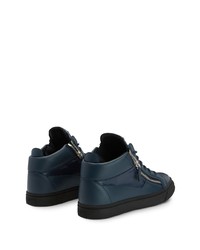 dunkelblaue Leder niedrige Sneakers von Giuseppe Zanotti