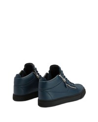 dunkelblaue Leder niedrige Sneakers von Giuseppe Zanotti