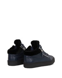 dunkelblaue Leder niedrige Sneakers von Giuseppe Zanotti