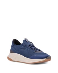 dunkelblaue Leder niedrige Sneakers von BOSS