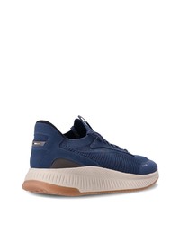 dunkelblaue Leder niedrige Sneakers von BOSS