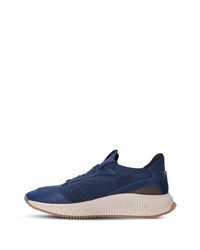 dunkelblaue Leder niedrige Sneakers von BOSS