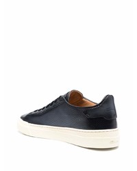 dunkelblaue Leder niedrige Sneakers von Santoni