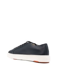 dunkelblaue Leder niedrige Sneakers von Santoni