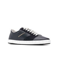 dunkelblaue Leder niedrige Sneakers von Emporio Armani