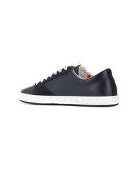 dunkelblaue Leder niedrige Sneakers von Emporio Armani