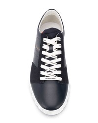 dunkelblaue Leder niedrige Sneakers von Emporio Armani