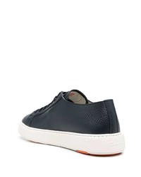 dunkelblaue Leder niedrige Sneakers von Santoni