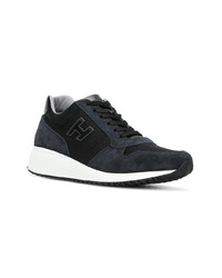 dunkelblaue Leder niedrige Sneakers von Hogan