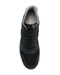 dunkelblaue Leder niedrige Sneakers von Hogan