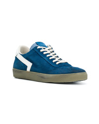 dunkelblaue Leder niedrige Sneakers von Leather Crown