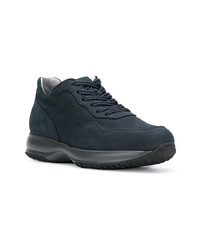 dunkelblaue Leder niedrige Sneakers von Hogan