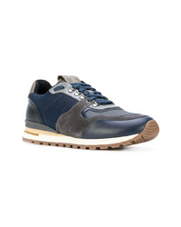 dunkelblaue Leder niedrige Sneakers von BRIMARTS