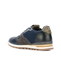 dunkelblaue Leder niedrige Sneakers von BRIMARTS