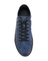 dunkelblaue Leder niedrige Sneakers von Hogan