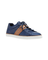 dunkelblaue Leder niedrige Sneakers von Fendi