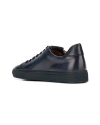 dunkelblaue Leder niedrige Sneakers von Doucal's