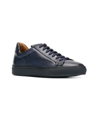 dunkelblaue Leder niedrige Sneakers von Doucal's