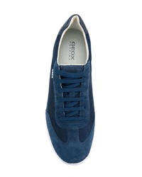 dunkelblaue Leder niedrige Sneakers von Geox