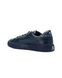 dunkelblaue Leder niedrige Sneakers von Philipp Plein