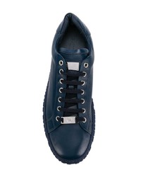 dunkelblaue Leder niedrige Sneakers von Philipp Plein