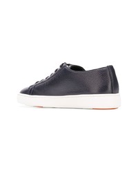 dunkelblaue Leder niedrige Sneakers von Santoni