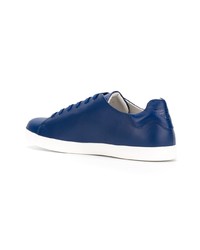 dunkelblaue Leder niedrige Sneakers von Emporio Armani