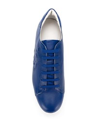 dunkelblaue Leder niedrige Sneakers von Emporio Armani