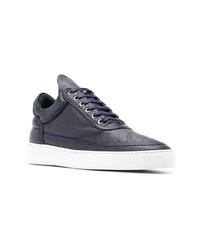 dunkelblaue Leder niedrige Sneakers von Filling Pieces