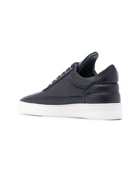 dunkelblaue Leder niedrige Sneakers von Filling Pieces