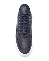 dunkelblaue Leder niedrige Sneakers von Filling Pieces