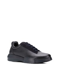 dunkelblaue Leder niedrige Sneakers von Giorgio Armani
