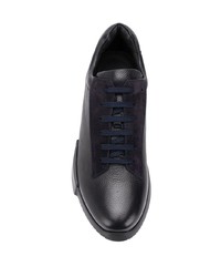 dunkelblaue Leder niedrige Sneakers von Giorgio Armani