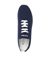 dunkelblaue Leder niedrige Sneakers von Kiton