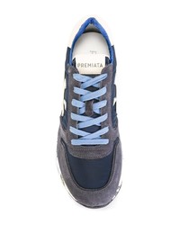 dunkelblaue Leder niedrige Sneakers von Premiata