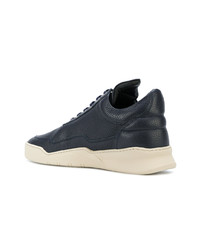 dunkelblaue Leder niedrige Sneakers von Filling Pieces