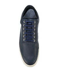 dunkelblaue Leder niedrige Sneakers von Filling Pieces