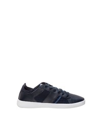 dunkelblaue Leder niedrige Sneakers von Lacoste