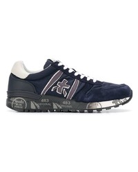 dunkelblaue Leder niedrige Sneakers von Premiata