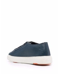 dunkelblaue Leder niedrige Sneakers von Santoni