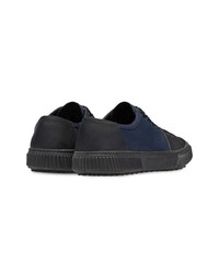 dunkelblaue Leder niedrige Sneakers von Prada