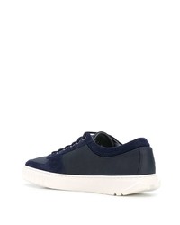 dunkelblaue Leder niedrige Sneakers von Salvatore Ferragamo