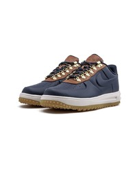 dunkelblaue Leder niedrige Sneakers von Nike