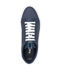 dunkelblaue Leder niedrige Sneakers von Baldinini