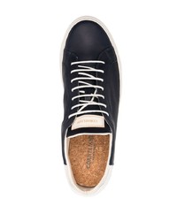 dunkelblaue Leder niedrige Sneakers von Corneliani